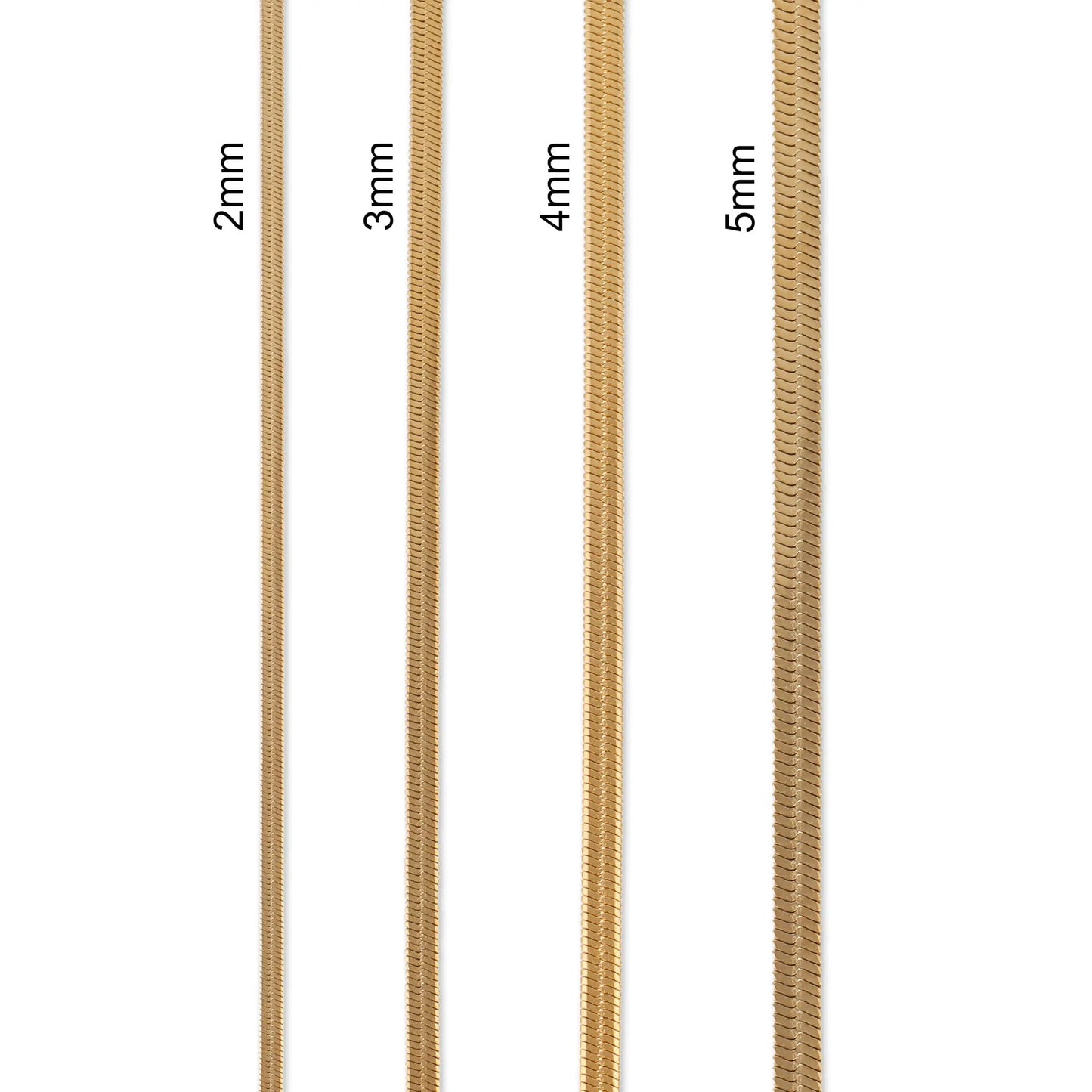 Cadena Flat Snake de acero inoxidable chapado de oro
