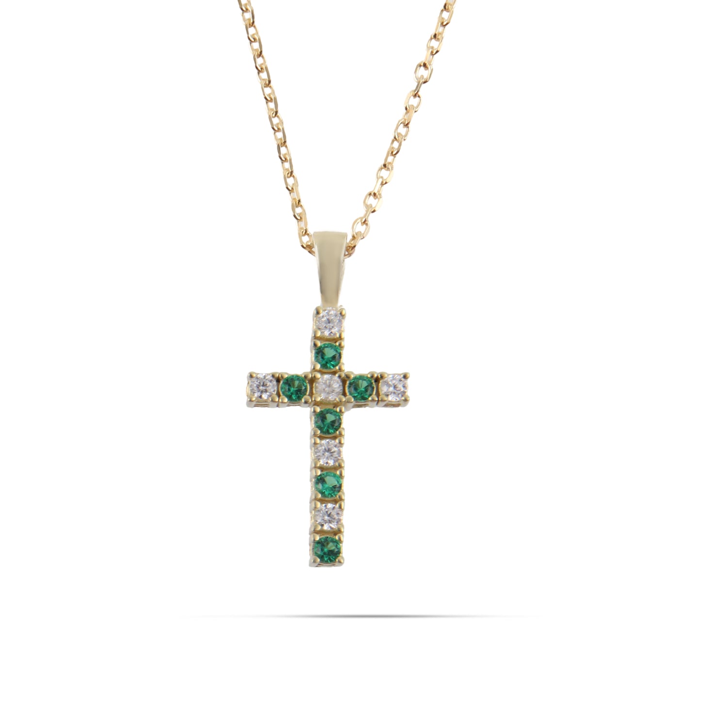 Collar de cruz de plata de ley 925 chapado en oro con circonias