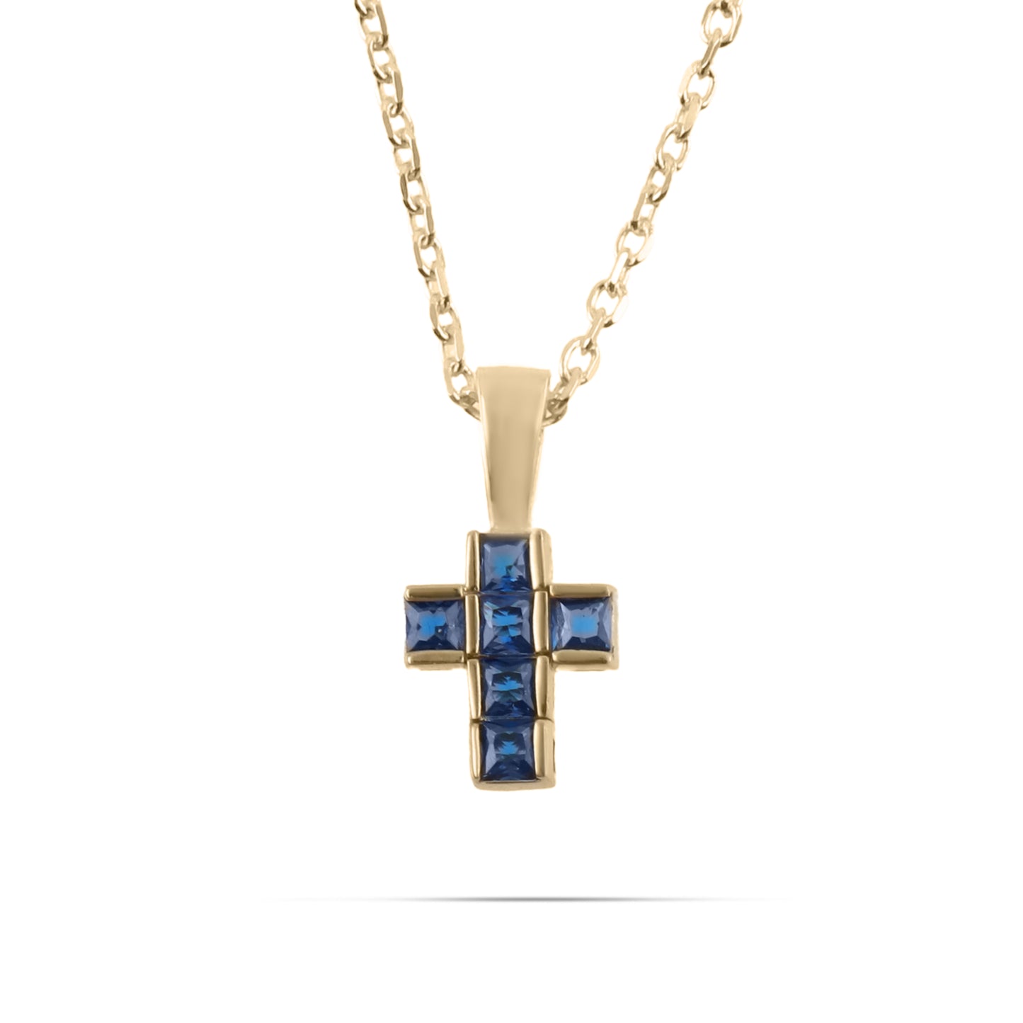 Collar de cruz de plata de ley 925 chapado en oro con circonias