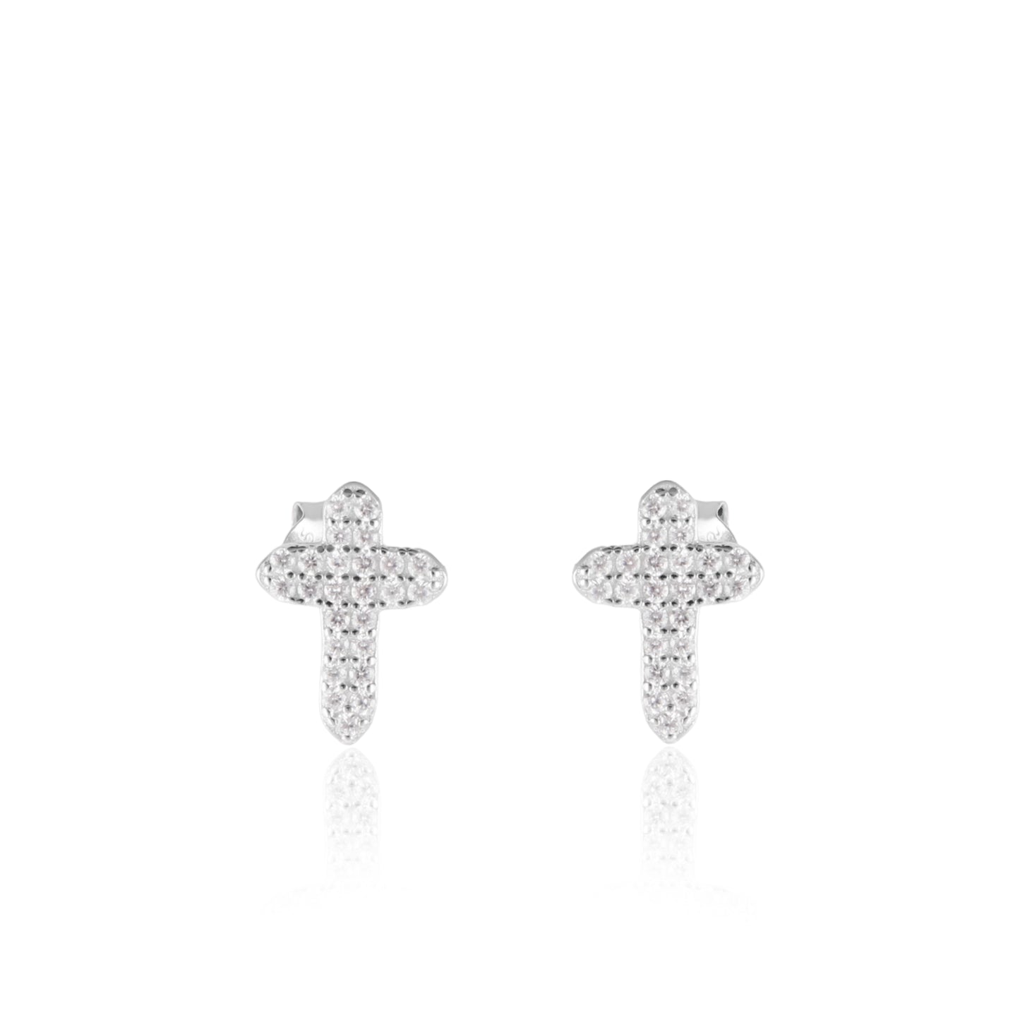Pendientes cruz de plata de ley 925 con circonias