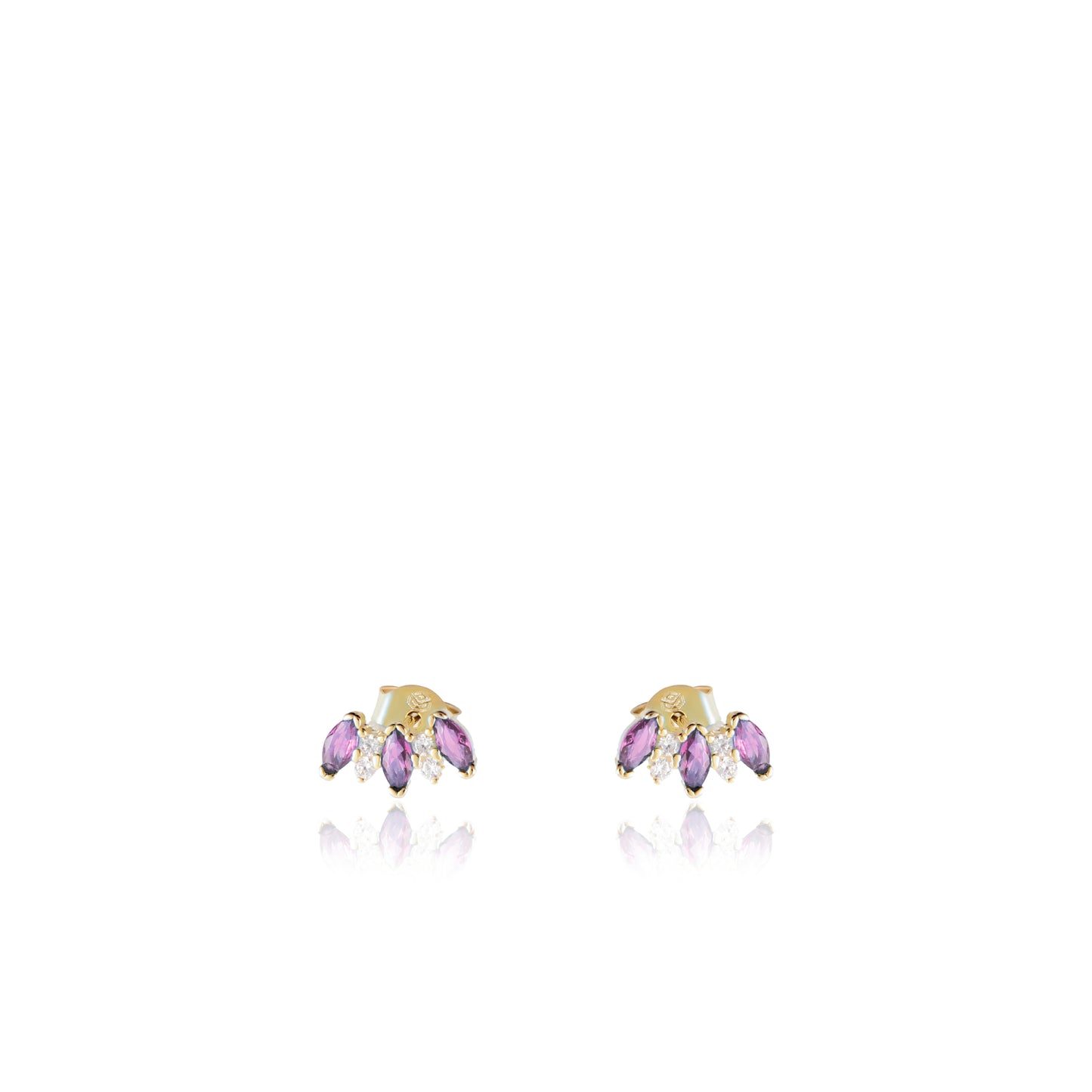 Pendientes con circonias violetas de plata 925 chapado de oro