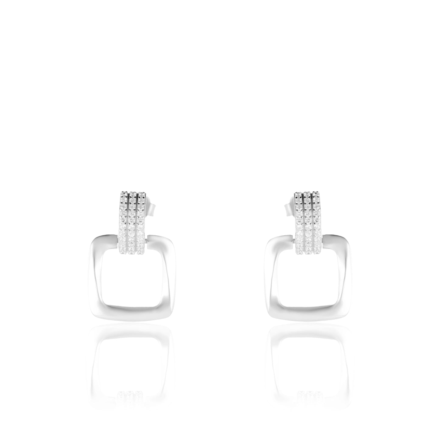 Pendientes largos de plata de ley 925 con circonias