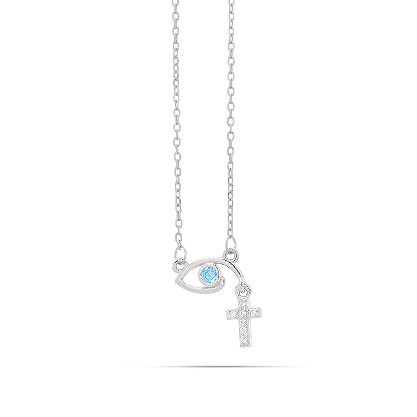 Collar de ojo de la suerte de plata 925 con circonias