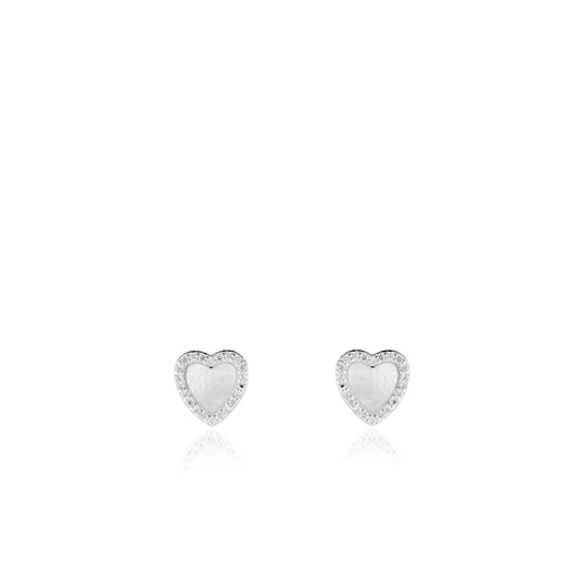 Pendientes con forma de corazón y circonias en Plata 925