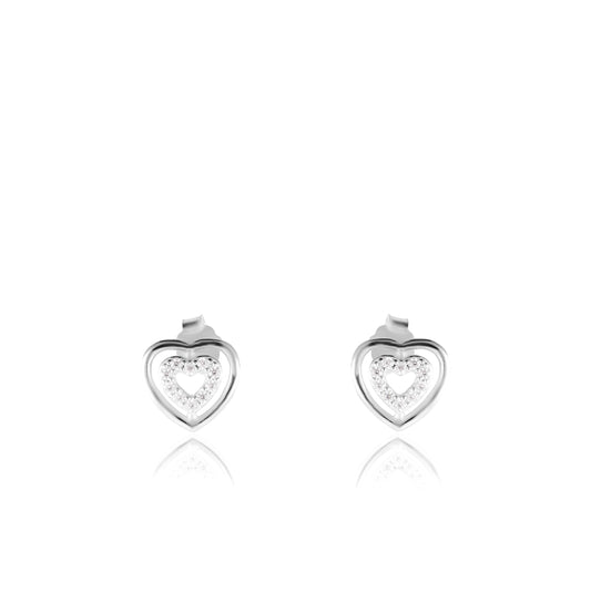 Pendientes con forma de corazón y circonias en Plata 925