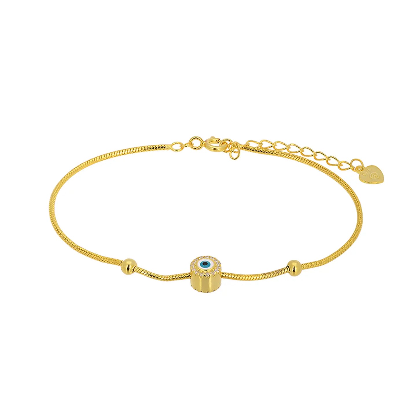 Pulsera con ojo de doble cara en Plata 925 chapado en oro con circonias